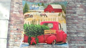 red truck pillow cover