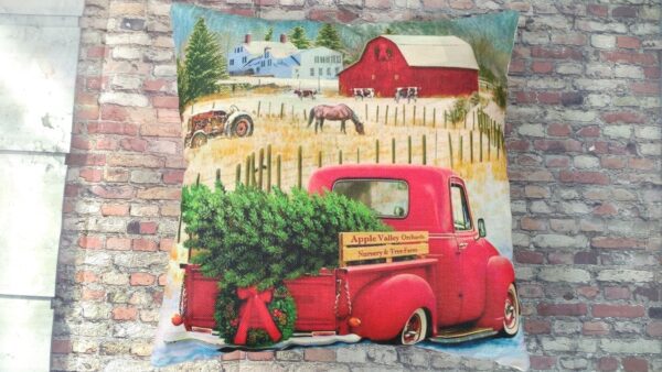 red truck pillow cover